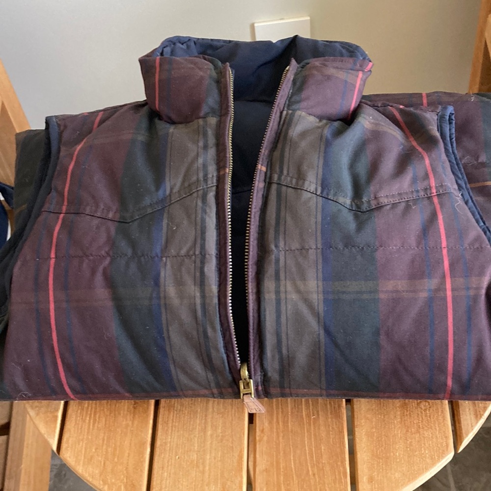 Ralph Lauren reversible vest. Plaid/Navy Blue.